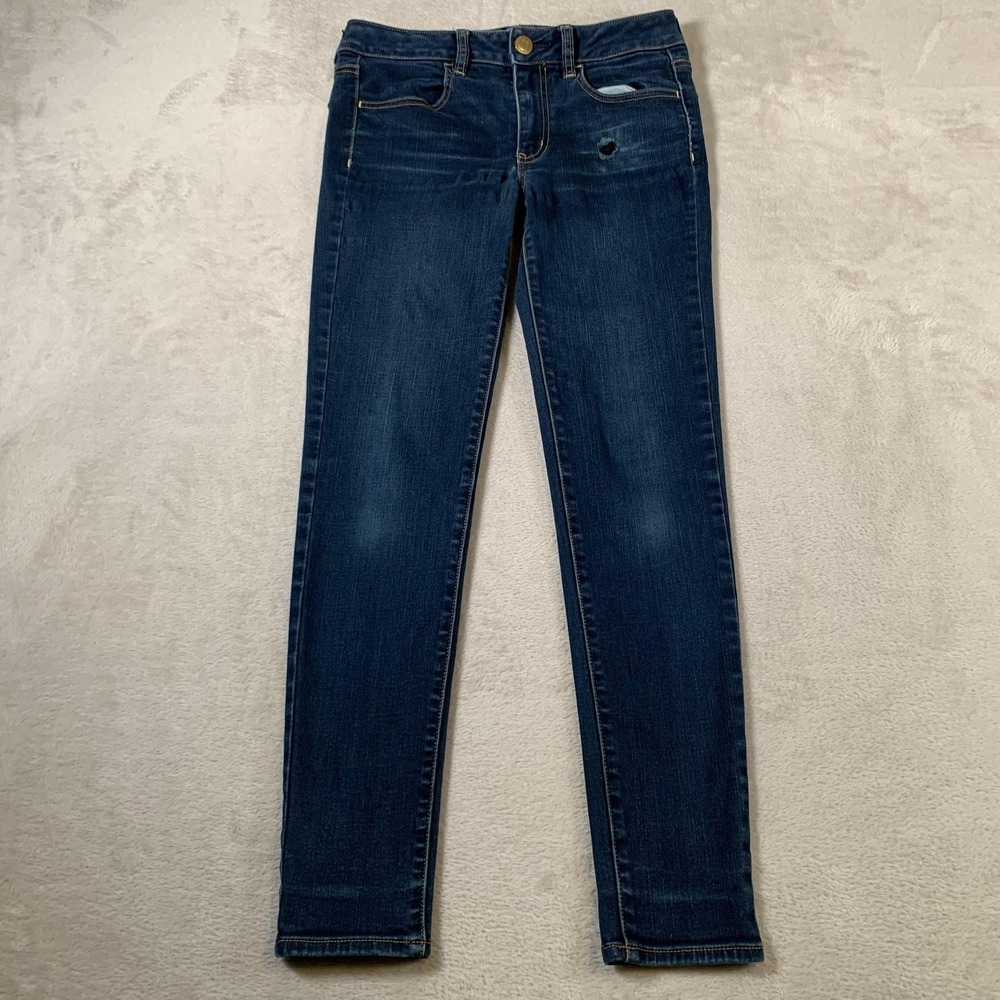 American Eagle Jegging Jeans Womens 6 Regular Super Stretch Distressed Denim